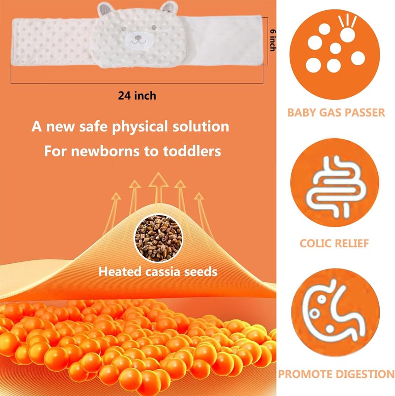 ISANPAN Baby Colic and Gas Relief - Cassia Seed Heated Tummy Wrap,Infant Warming Pad Belly Band Gripe Belt Relieves and Soothes Gas,Bloating and Upset Stomach (Beige) - Image 3